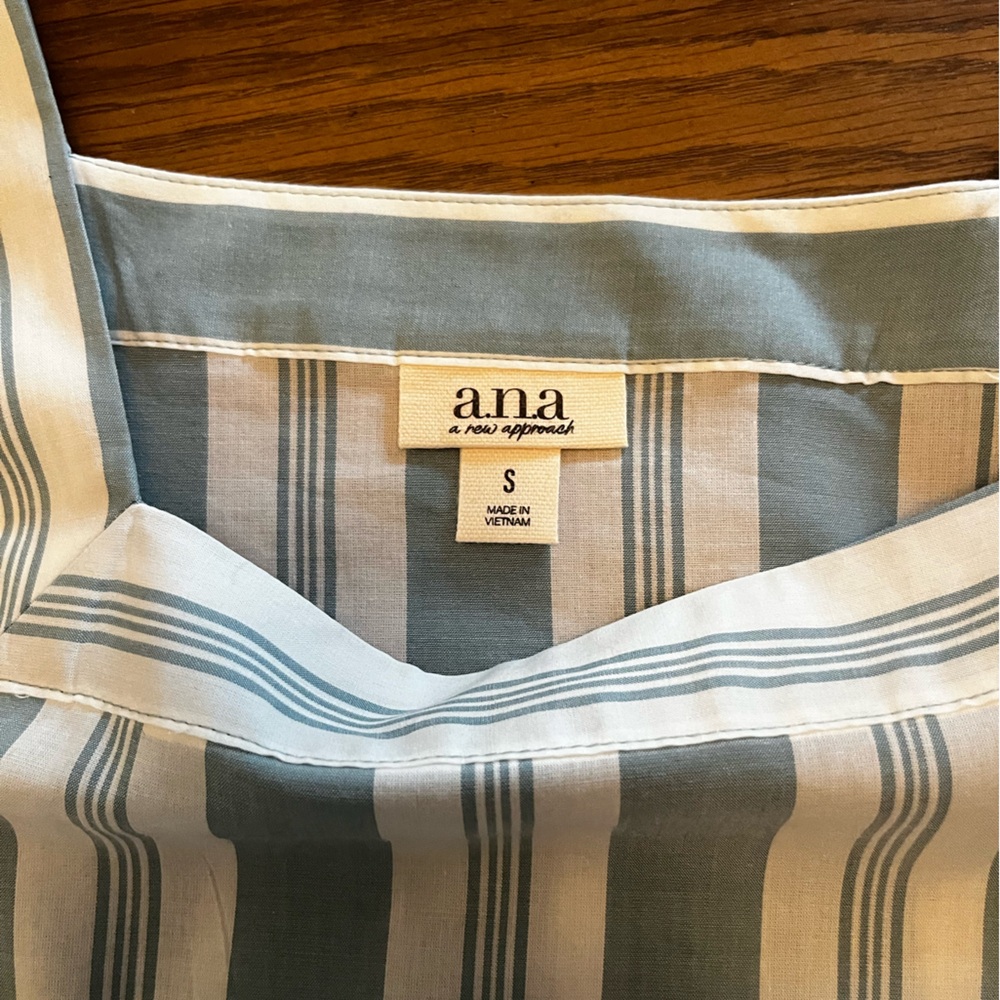 a.n.a Striped Square-Neck Blouse in Light Blue and White - Picture 3 of 5